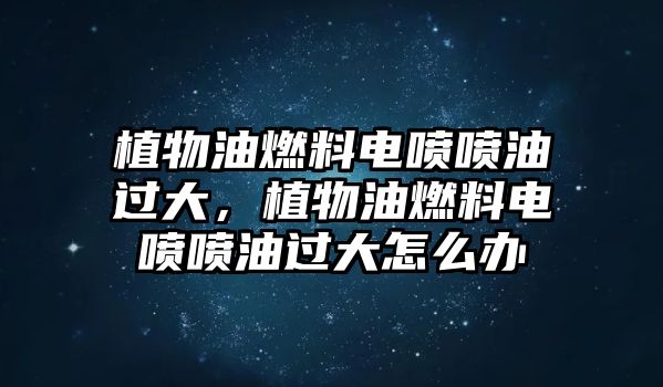植物油燃料電噴噴油過大，植物油燃料電噴噴油過大怎么辦