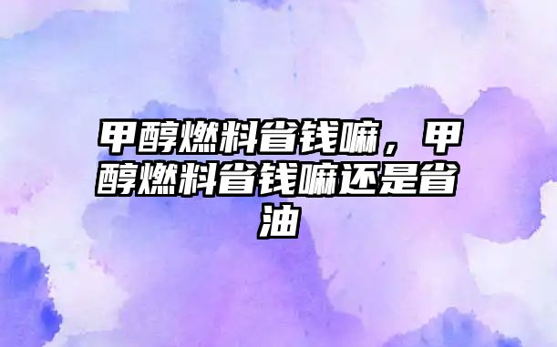 甲醇燃料省錢嘛，甲醇燃料省錢嘛還是省油