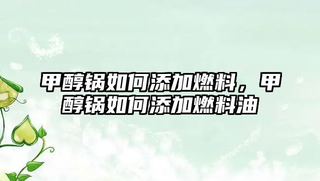 甲醇鍋如何添加燃料，甲醇鍋如何添加燃料油