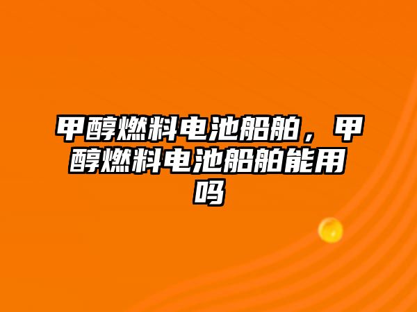 甲醇燃料電池船舶，甲醇燃料電池船舶能用嗎