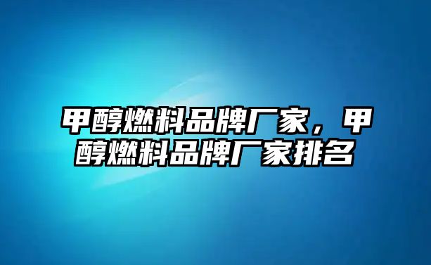 甲醇燃料品牌廠家，甲醇燃料品牌廠家排名