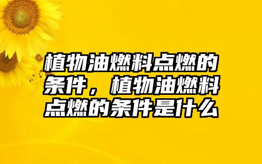 植物油燃料點(diǎn)燃的條件，植物油燃料點(diǎn)燃的條件是什么