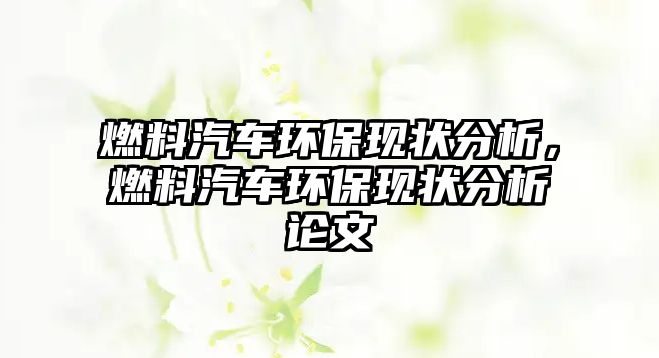 燃料汽車環(huán)?，F(xiàn)狀分析，燃料汽車環(huán)保現(xiàn)狀分析論文