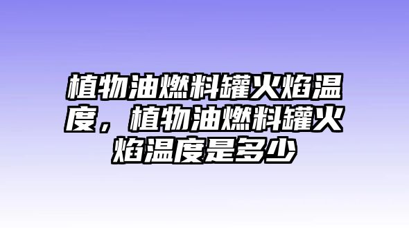 植物油燃料罐火焰溫度，植物油燃料罐火焰溫度是多少