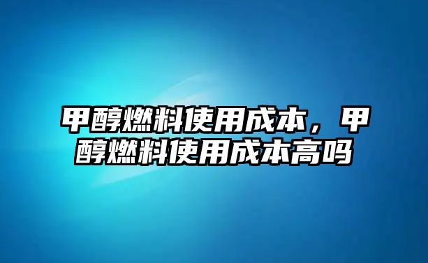 甲醇燃料使用成本，甲醇燃料使用成本高嗎