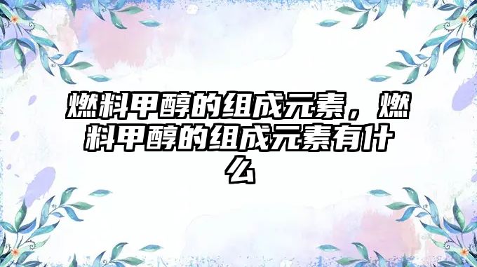 燃料甲醇的組成元素，燃料甲醇的組成元素有什么