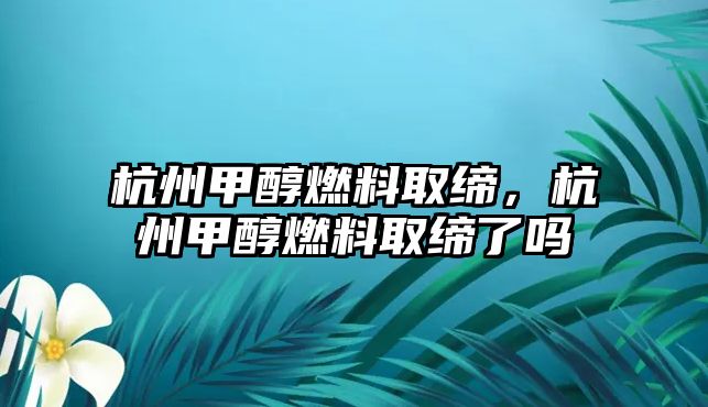 杭州甲醇燃料取締，杭州甲醇燃料取締了嗎