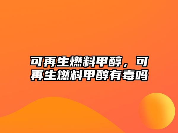 可再生燃料甲醇，可再生燃料甲醇有毒嗎