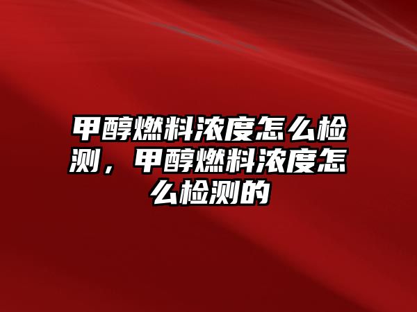 甲醇燃料濃度怎么檢測，甲醇燃料濃度怎么檢測的