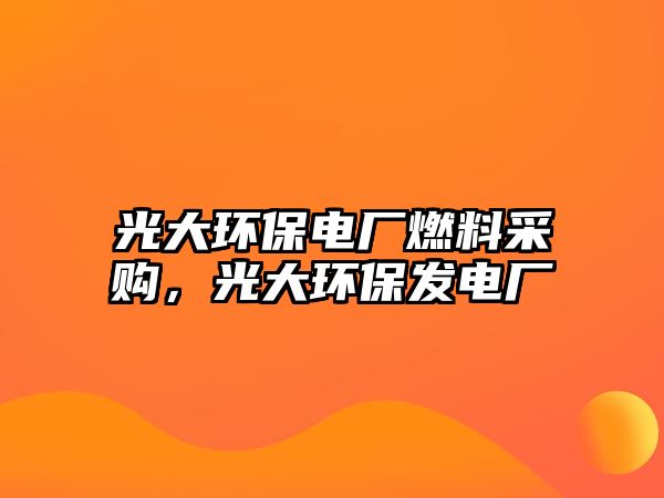 光大環(huán)保電廠燃料采購(gòu)，光大環(huán)保發(fā)電廠