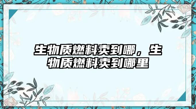 生物質(zhì)燃料賣到哪，生物質(zhì)燃料賣到哪里