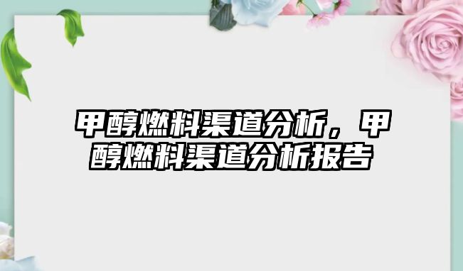 甲醇燃料渠道分析，甲醇燃料渠道分析報告