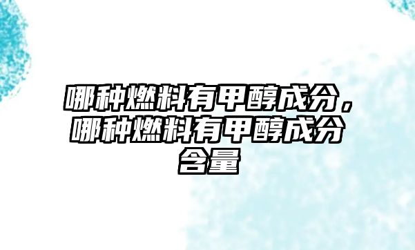 哪種燃料有甲醇成分，哪種燃料有甲醇成分含量