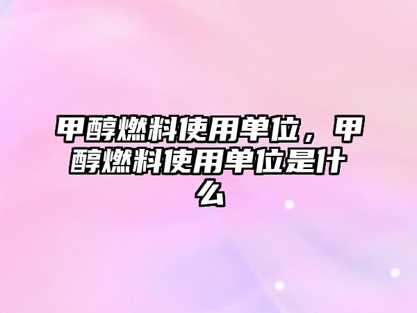 甲醇燃料使用單位，甲醇燃料使用單位是什么