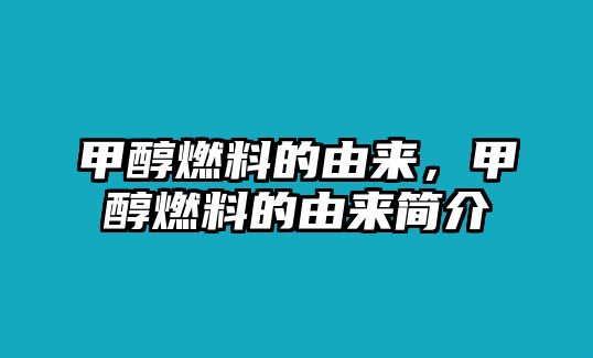 甲醇燃料的由來，甲醇燃料的由來簡介