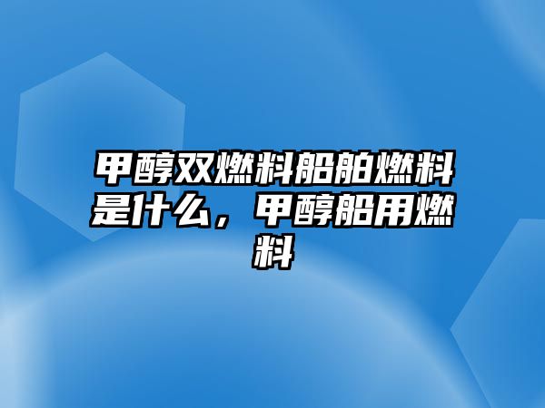 甲醇雙燃料船舶燃料是什么，甲醇船用燃料