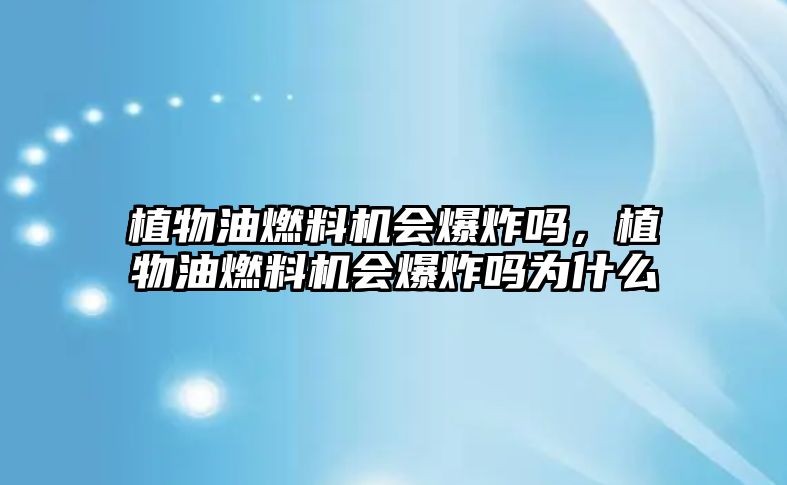 植物油燃料機(jī)會爆炸嗎，植物油燃料機(jī)會爆炸嗎為什么