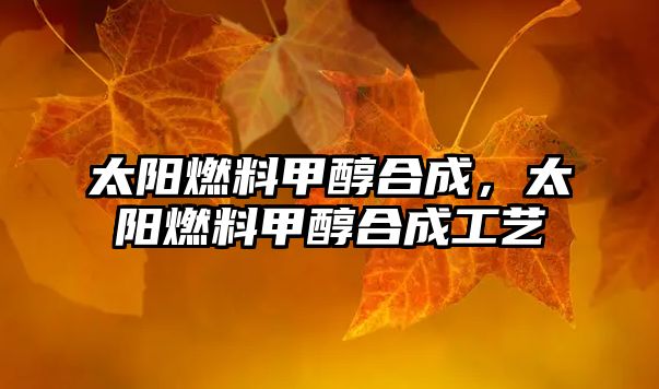 太陽燃料甲醇合成，太陽燃料甲醇合成工藝