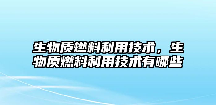 生物質(zhì)燃料利用技術(shù)，生物質(zhì)燃料利用技術(shù)有哪些