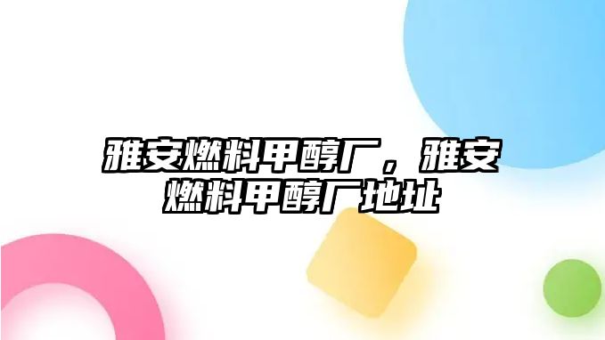 雅安燃料甲醇廠，雅安燃料甲醇廠地址