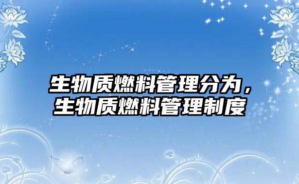 生物質(zhì)燃料管理分為，生物質(zhì)燃料管理制度