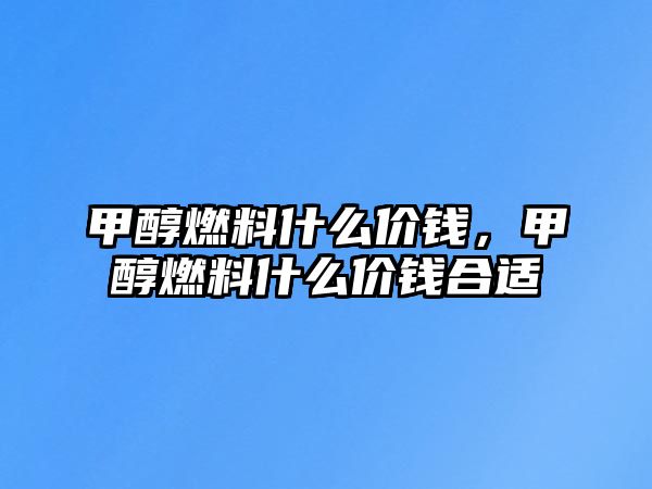 甲醇燃料什么價錢，甲醇燃料什么價錢合適