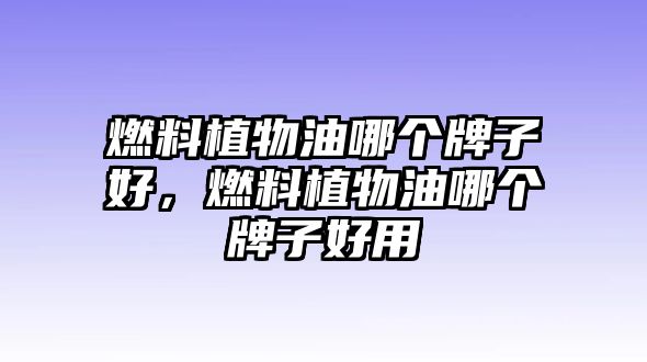 燃料植物油哪個牌子好，燃料植物油哪個牌子好用