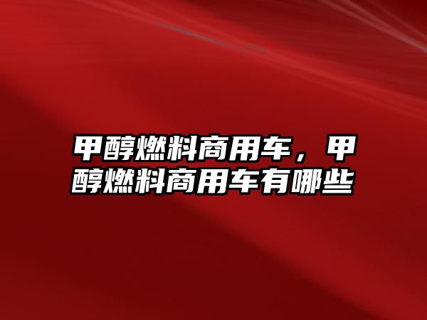 甲醇燃料商用車，甲醇燃料商用車有哪些