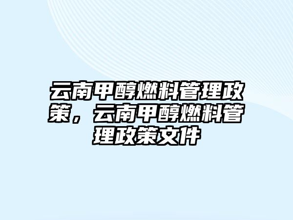 云南甲醇燃料管理政策，云南甲醇燃料管理政策文件