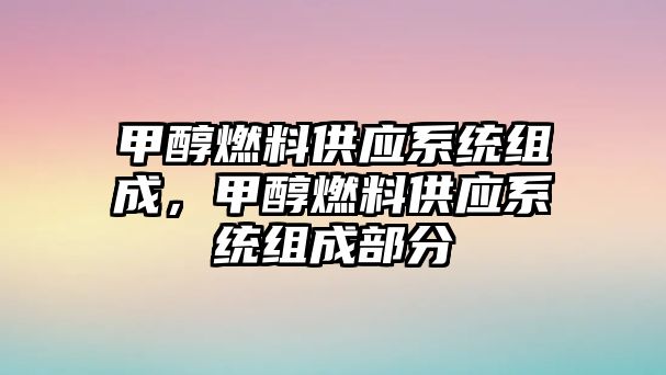 甲醇燃料供應(yīng)系統(tǒng)組成，甲醇燃料供應(yīng)系統(tǒng)組成部分