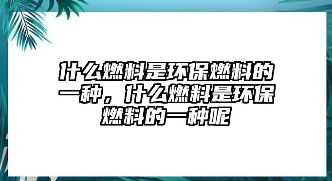 什么燃料是環(huán)保燃料的一種，什么燃料是環(huán)保燃料的一種呢