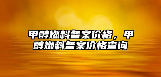 甲醇燃料備案價格，甲醇燃料備案價格查詢