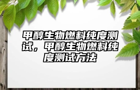 甲醇生物燃料純度測(cè)試，甲醇生物燃料純度測(cè)試方法