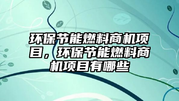 環(huán)保節(jié)能燃料商機項目，環(huán)保節(jié)能燃料商機項目有哪些