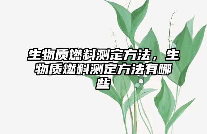 生物質(zhì)燃料測(cè)定方法，生物質(zhì)燃料測(cè)定方法有哪些