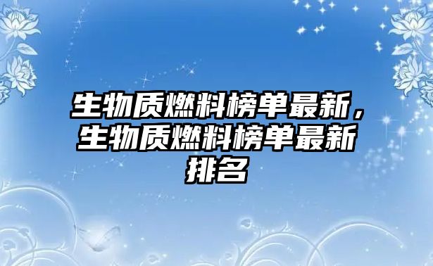 生物質(zhì)燃料榜單最新，生物質(zhì)燃料榜單最新排名