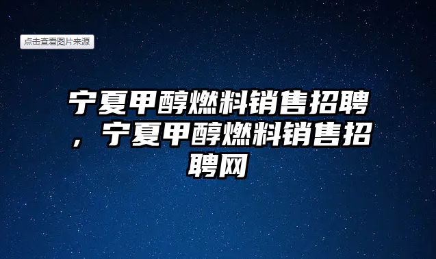 寧夏甲醇燃料銷售招聘，寧夏甲醇燃料銷售招聘網(wǎng)