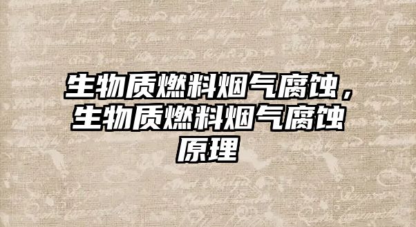 生物質燃料煙氣腐蝕，生物質燃料煙氣腐蝕原理