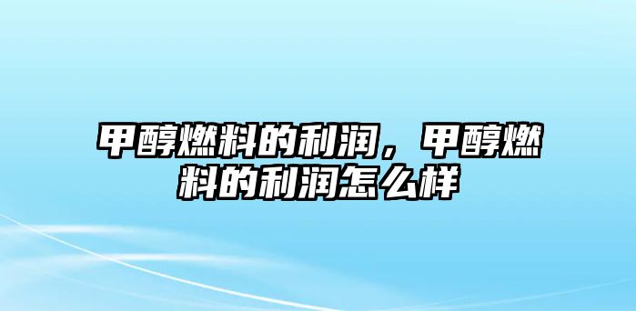 甲醇燃料的利潤，甲醇燃料的利潤怎么樣