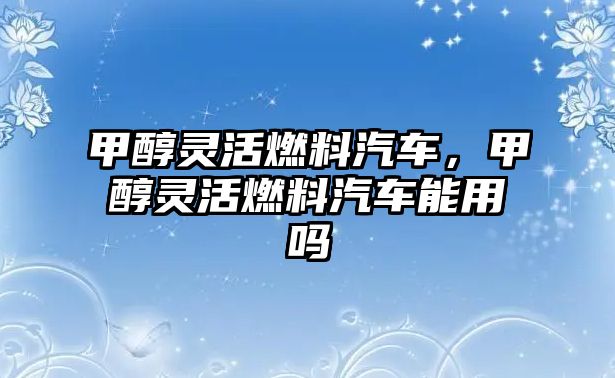 甲醇靈活燃料汽車，甲醇靈活燃料汽車能用嗎