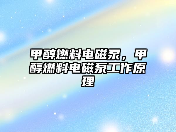 甲醇燃料電磁泵，甲醇燃料電磁泵工作原理