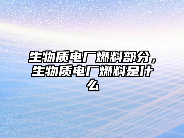 生物質(zhì)電廠燃料部分，生物質(zhì)電廠燃料是什么