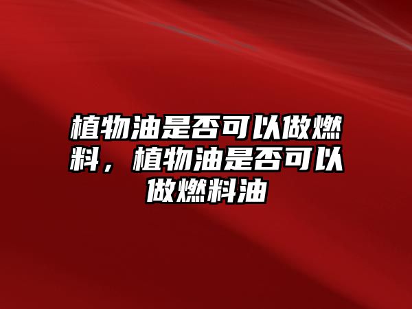 植物油是否可以做燃料，植物油是否可以做燃料油