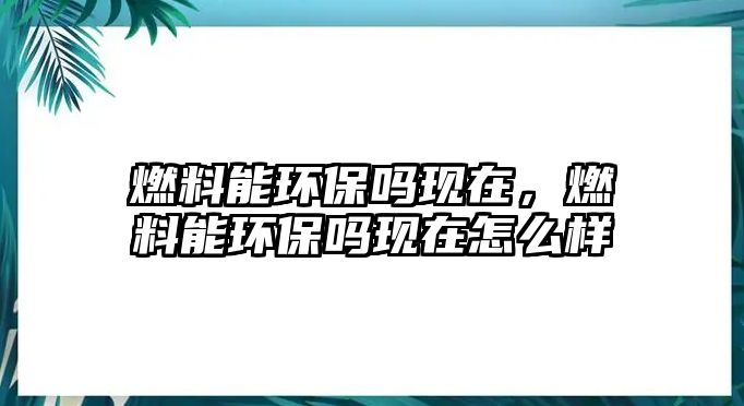 燃料能環(huán)保嗎現在，燃料能環(huán)保嗎現在怎么樣