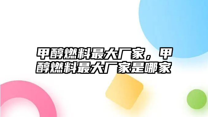 甲醇燃料最大廠家，甲醇燃料最大廠家是哪家