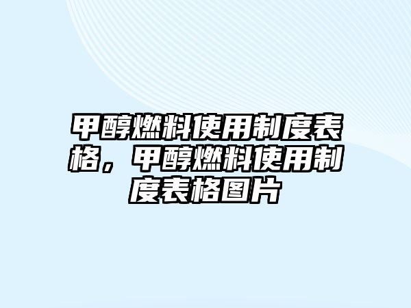 甲醇燃料使用制度表格，甲醇燃料使用制度表格圖片