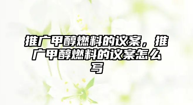 推廣甲醇燃料的議案，推廣甲醇燃料的議案怎么寫