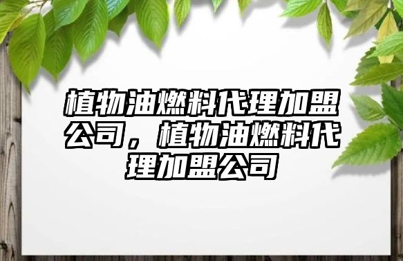 植物油燃料代理加盟公司，植物油燃料代理加盟公司