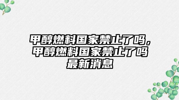 甲醇燃料國家禁止了嗎，甲醇燃料國家禁止了嗎最新消息