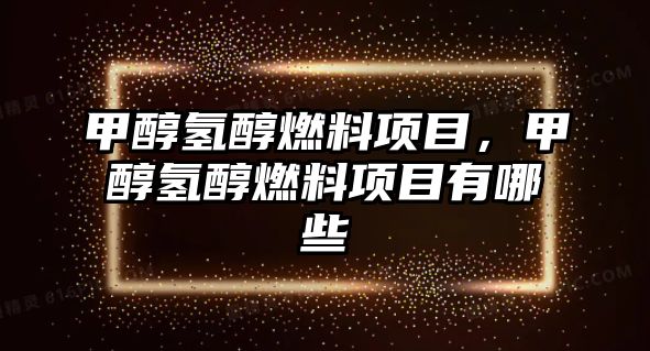 甲醇?xì)浯既剂享?xiàng)目，甲醇?xì)浯既剂享?xiàng)目有哪些